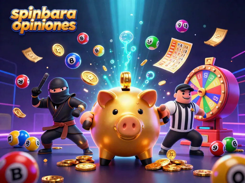 Spinbara opiniones depicted with an engaging illustration of lively gambling character action.